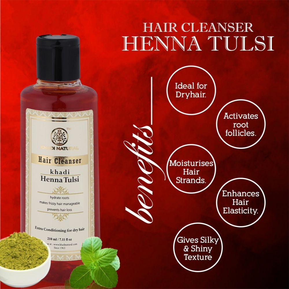 Khadi Natural Herbal Henna Tulsi Hair Cleanser | Homeoved