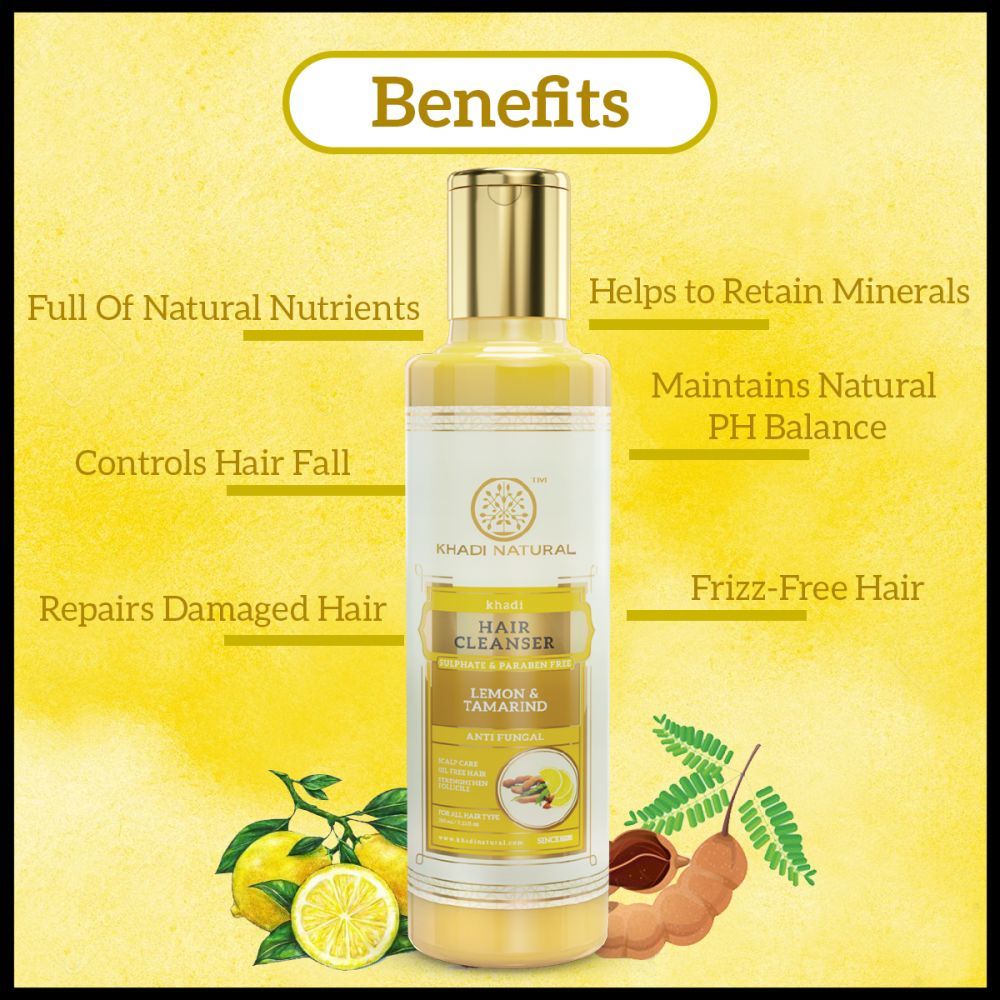 Khadi Natural Lemon & Tamarind Hair Cleanser- Sulphate & Paraben Free ...